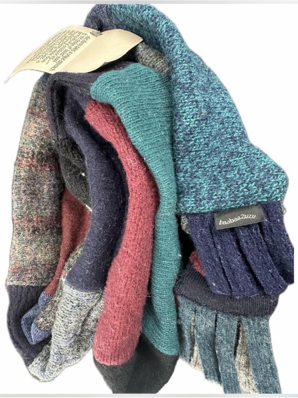 Striped Multi-Color Patchwork Knit Scarf - Picture 3 of 5